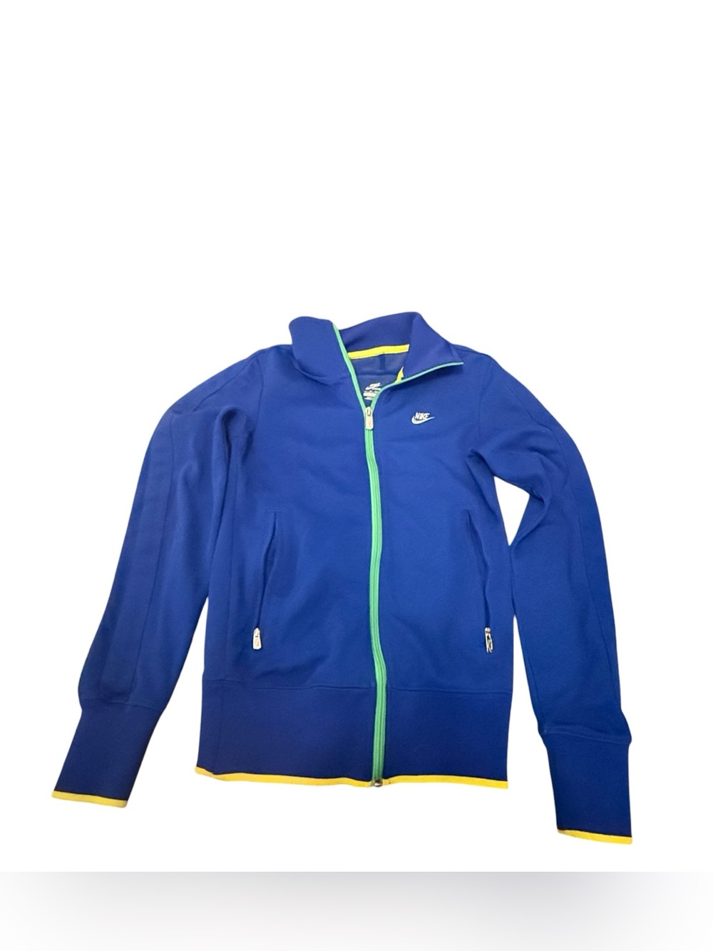 Nike Jacket Zip-Up Track Jacket Full Zip Blue with Lime Accents Women’s XS